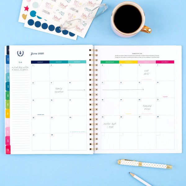 slide 7 of 8, 2024-2025 At-A-Glance Simplified By Emily Ley Weekly/Monthly Academic Planner, 8-1/2"" X 11"", Happy Stripe, July 2024 To June 2025, El24-905A, 1 ct