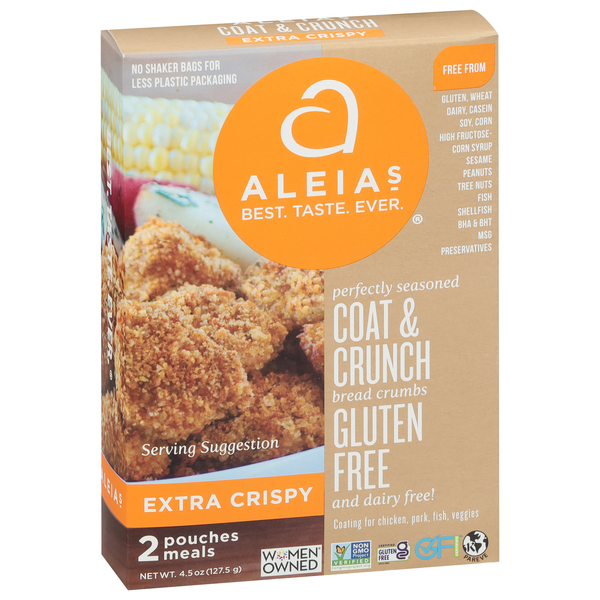 slide 1 of 1, Aleia's Bread Crumbs, Gluten Free, Coat & Crunch, Extra Crispy, 2 ct