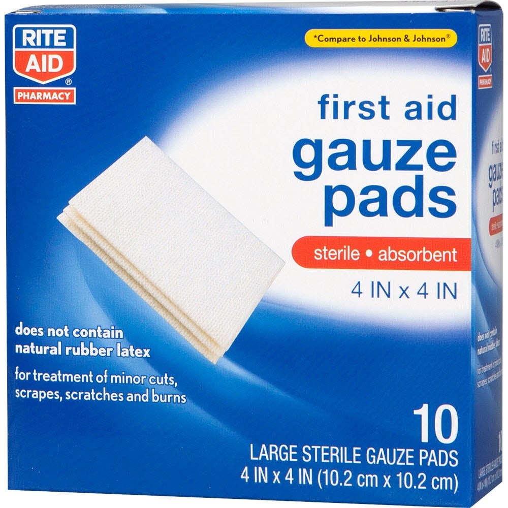 slide 1 of 1, Rite Aid Ra Gauze Pad 4X, 10 ct