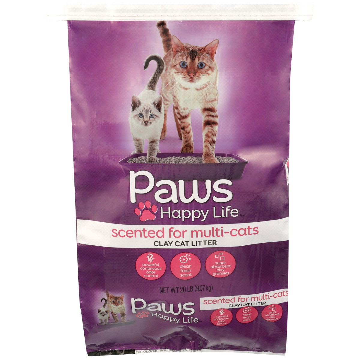 slide 1 of 11, Paws Happy Life Scented For Multi-Cats Clay Cat Litter, 20 lb