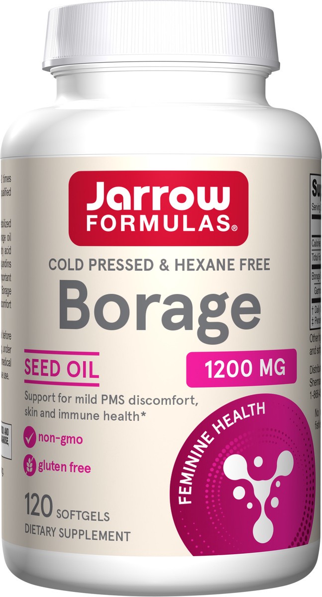 slide 3 of 4, Jarrow Formulas Borage 1200 mg - 120 Softgels - Highest Potency Source of GLA - Supplement Supports Skin Health & Immune Function and Mild PMS Discomfort - Up to 120 Servings (PACKAGING MAY VARY), 120 ct