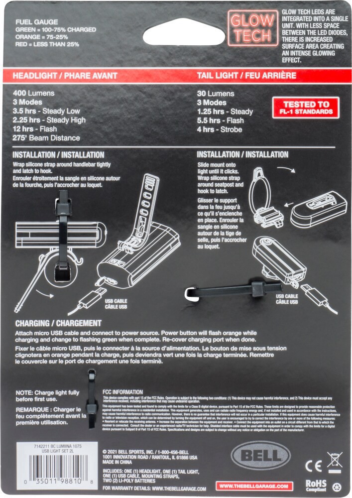 slide 5 of 6, Bell Lumina 1075 Bike Light Set, 1 ct