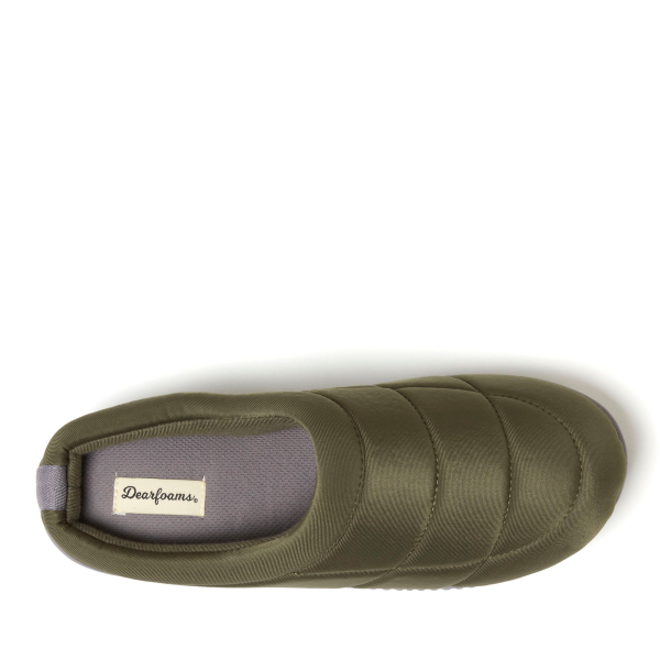 slide 4 of 21, Dearfoams Arlo Spandex Clog Slippers, Olive, Size Medium, 1 ct