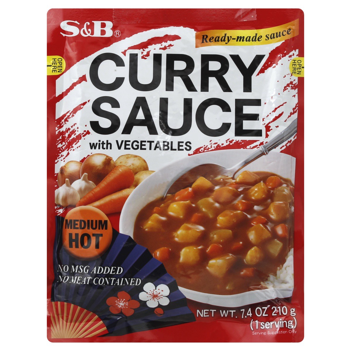 slide 1 of 5, S&B Medium Hot Curry Sauce With Vegetables, 7.4 oz