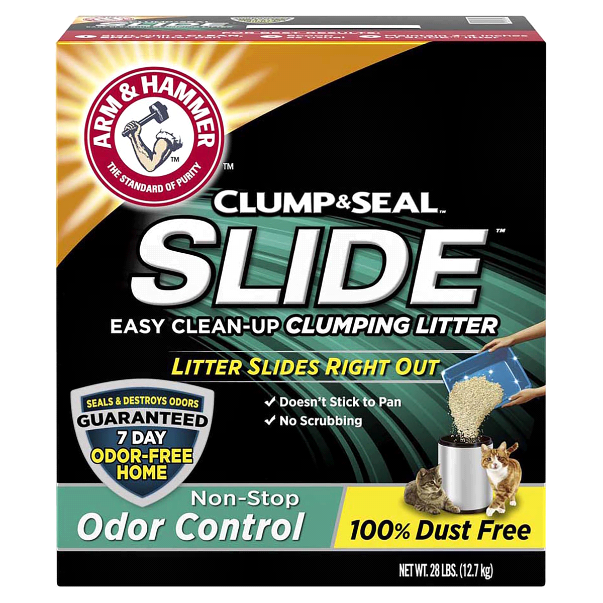 slide 1 of 1, ARM & HAMMER Slide Easy Clean-Up Non-Stop Odor Control Clumping Cat Litter, 28 lb