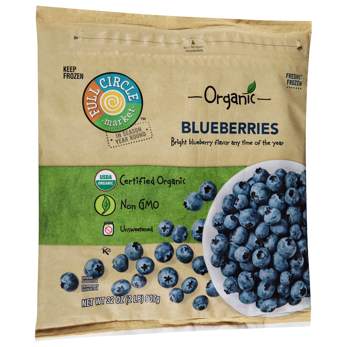 slide 3 of 9, Full Circle Market Organic Unsweetened Blueberries 32 oz, 32 oz