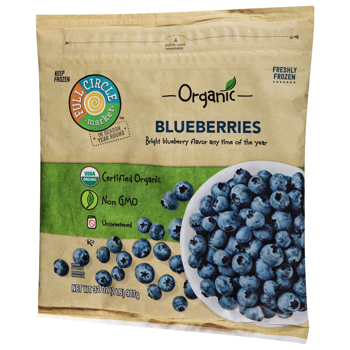 slide 2 of 9, Full Circle Market Organic Unsweetened Blueberries 32 oz, 32 oz