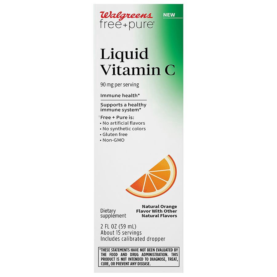 slide 1 of 5, Walgreens Free & Pure Liquid Vitamin C Natural Orange, 2 fl oz