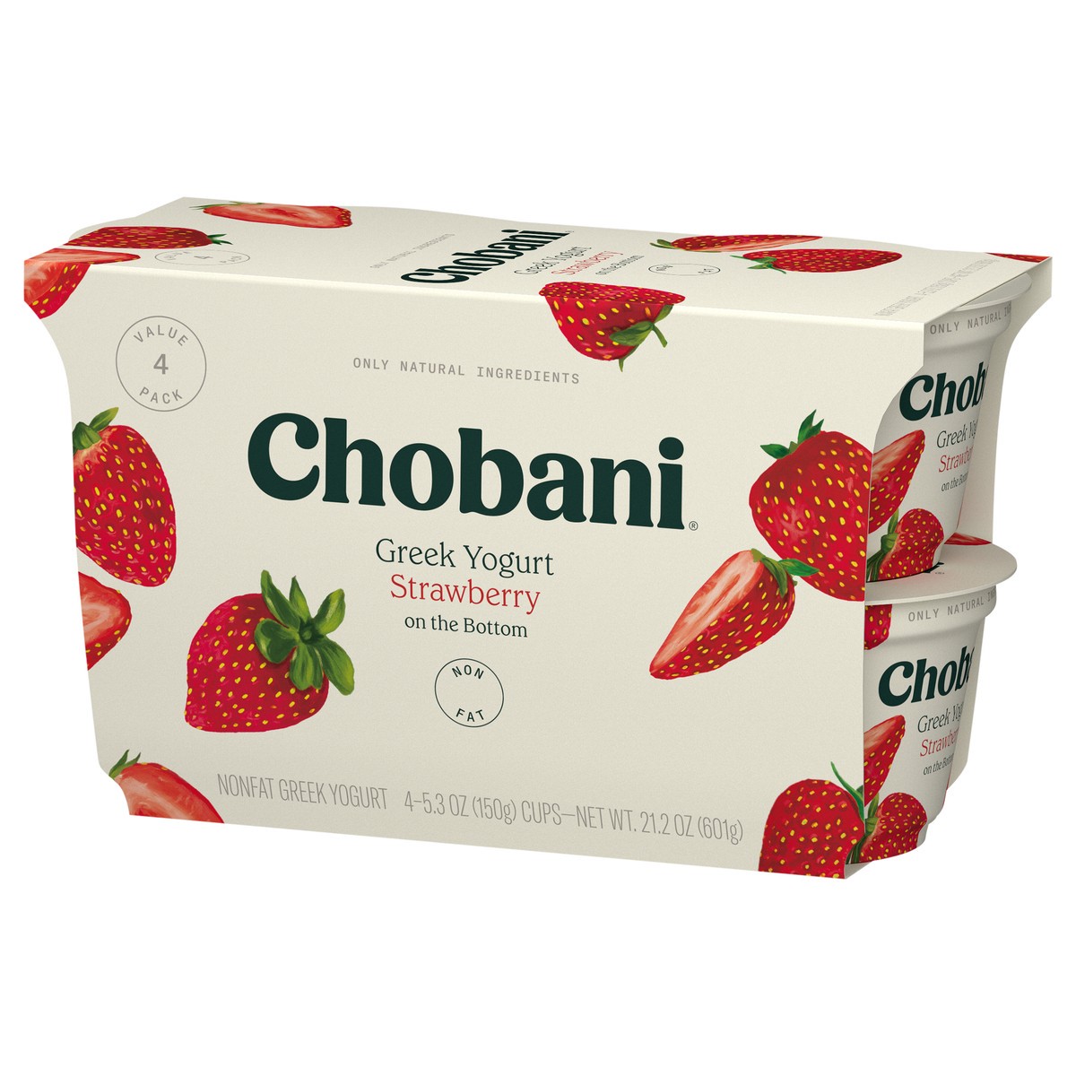 slide 3 of 9, Chobani Non-Fat Greek Yogurt Strawberry on the Bottom 4-pack, 