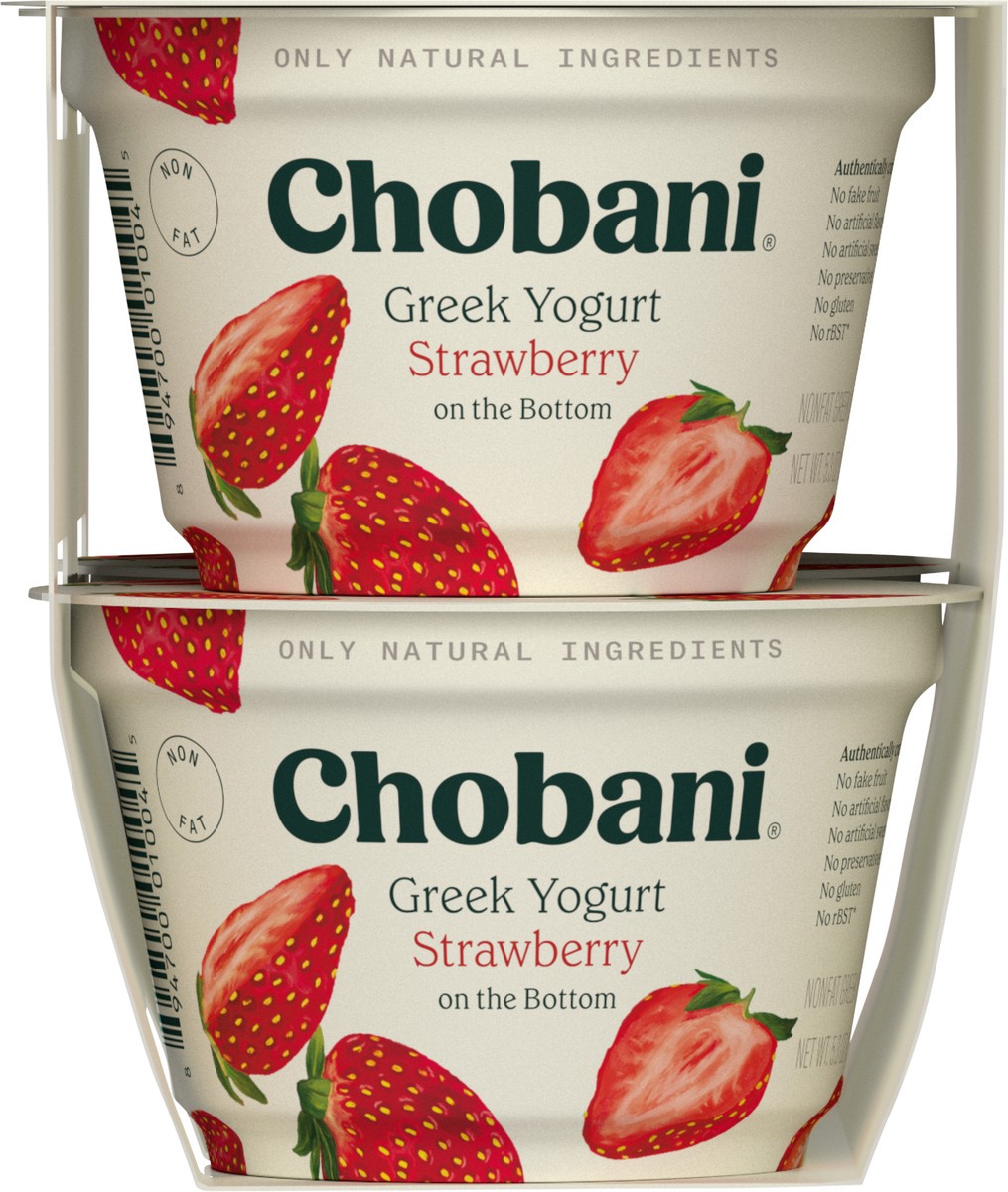 slide 7 of 9, Chobani Non-Fat Greek Yogurt Strawberry on the Bottom 4-pack, 