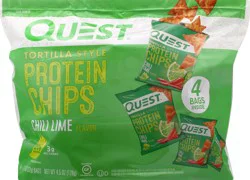 Quest Chili Lime Flavor Tortilla Style Protein Chips - 4 x 1.1 oz Bags