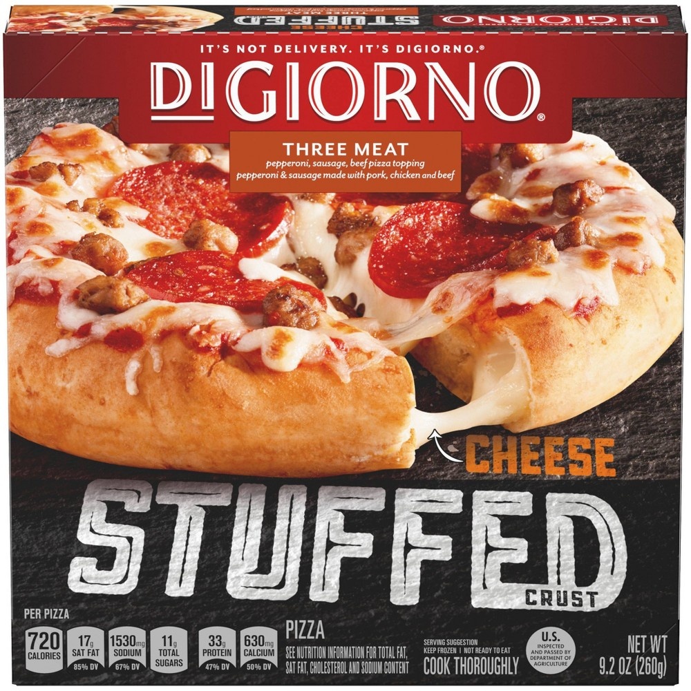 slide 2 of 2, DIGIORNO Three Meat Frozen Pizza on a Stuffed Crust Personal Pizza, 9.2 oz