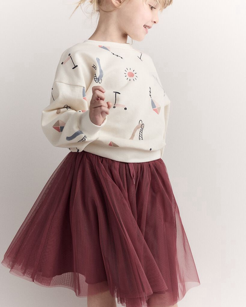 slide 5 of 5, Otteravenue Toddler Girl Avenue Twirl™ Midi Skirt with Tulle - Burgundy Burgundy 4T, 1 ct