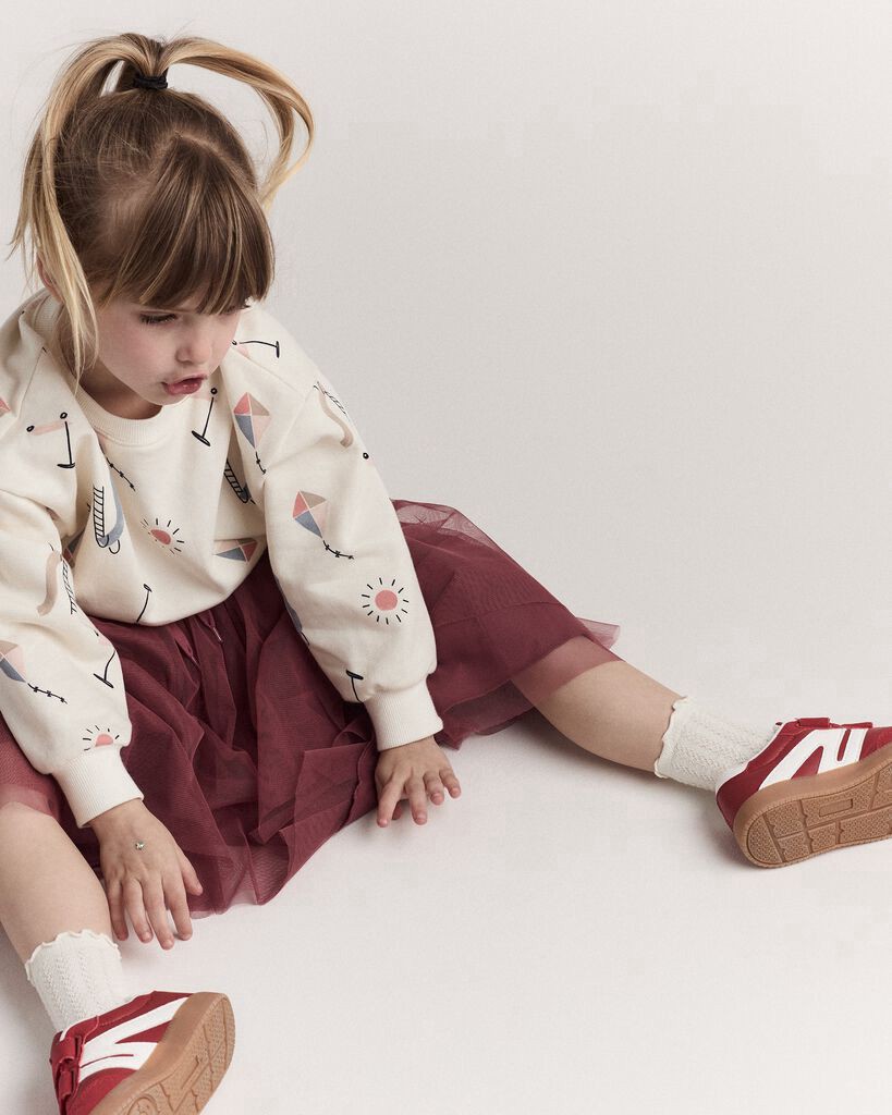 slide 4 of 5, Otteravenue Toddler Girl Avenue Twirl™ Midi Skirt with Tulle - Burgundy Burgundy 4T, 1 ct