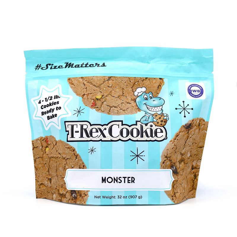 slide 1 of 8, T-Rex Cookie Frozen Monster Cookie Dough - 32oz/4pk, 4 ct; 32 oz