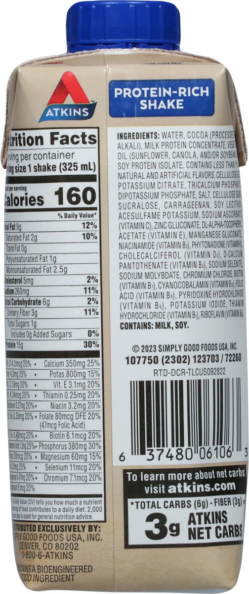 slide 4 of 13, Atkins Dark Chocolate Royale Protein-Rich Shake 11 fl oz, 11 fl oz