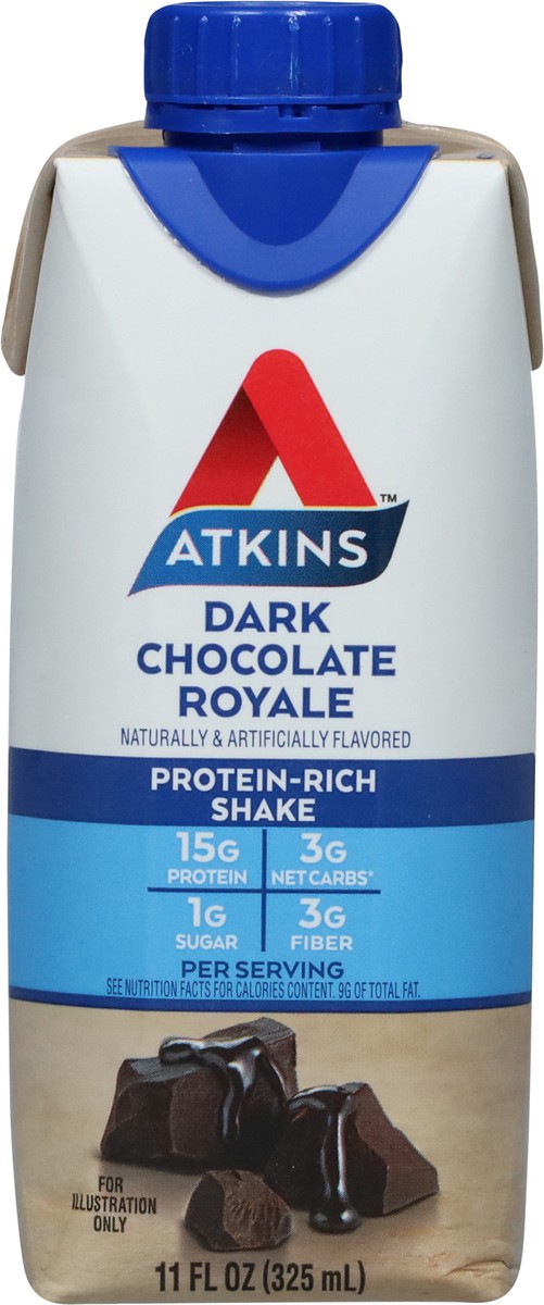 slide 9 of 13, Atkins Dark Chocolate Royale Protein-Rich Shake 11 fl oz, 11 fl oz