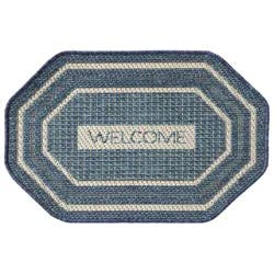 Loloi Welcome Border Shaped All-Purpose Mat - 20 in x 30 in, Navy