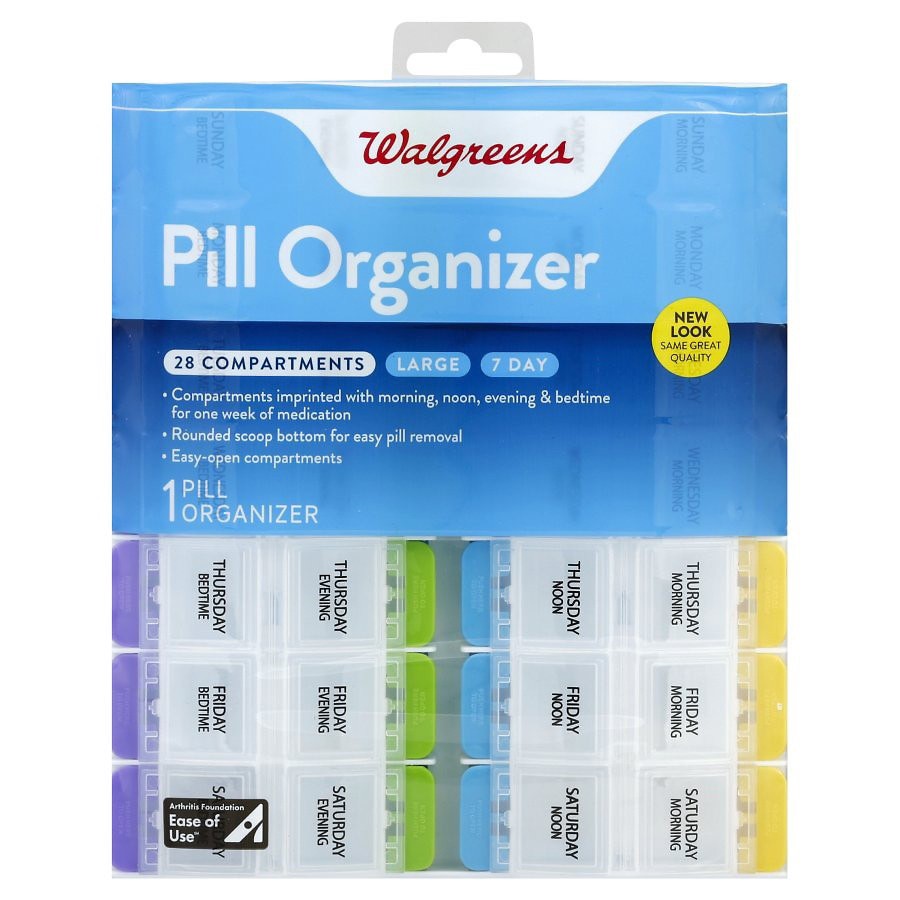 slide 1 of 2, Walgreens 7 Day Pill Organizer With 28 Compartments, 1 ct