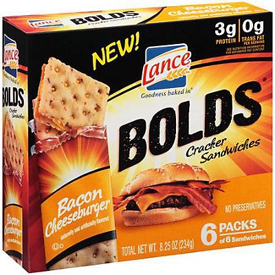 slide 1 of 1, Lance Bolds Bacon Cheeseburger Sandwich Crackers, 6 ct