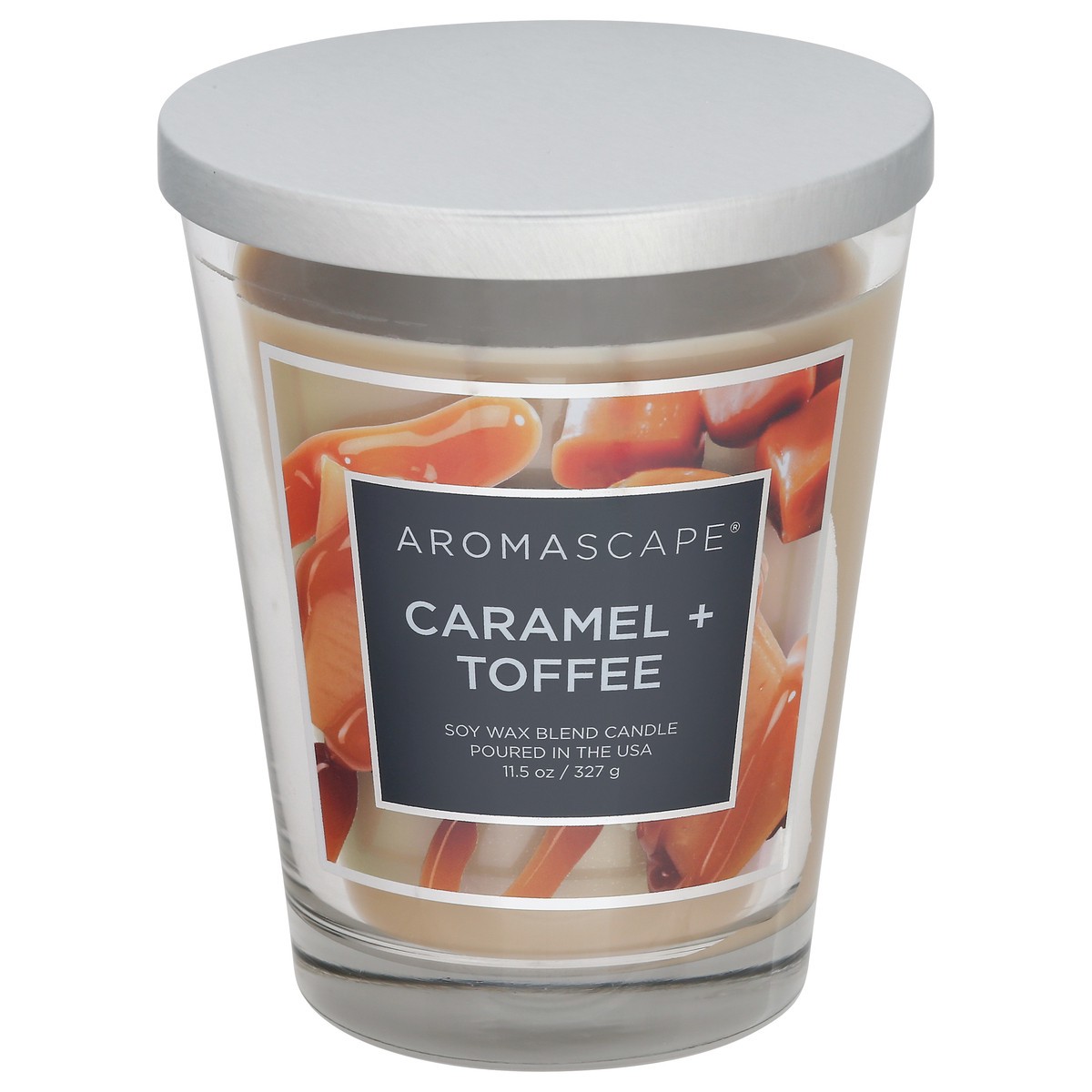 slide 1 of 10, Aromascape Soy Wax Blend Caramel +Toffee Candle 1 ea, 1 ct