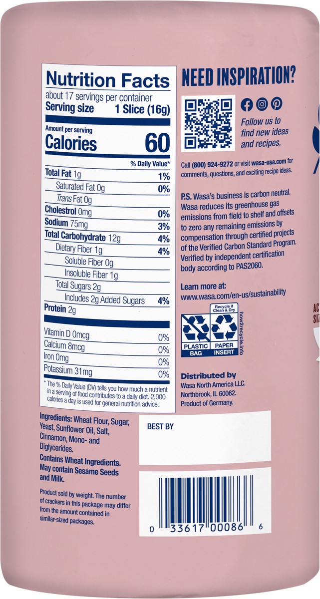 slide 5 of 14, Wasa Crisp Creations Cinnamon Large Crackers 9.4 oz, 9.4 oz