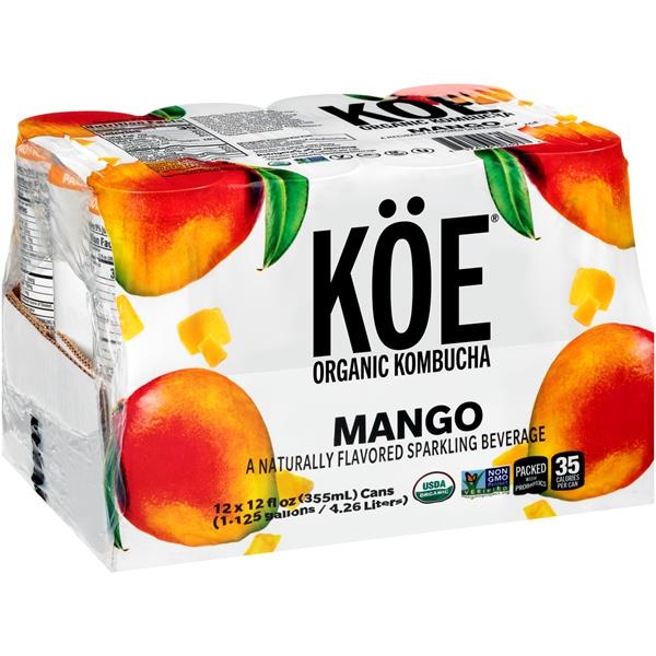 slide 1 of 1, Perfect Hydration Koe Mango Organic Kombucha Sparkling Beverage 12Pk, 12 fl oz