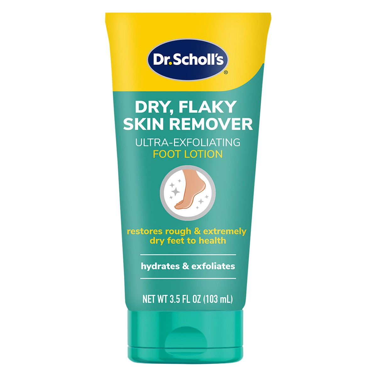 slide 1 of 9, Dr. Scholl's Dry, Flaky Skin Remover Ultra Exfoliating Foot Lotion with Urea for Rough Dry Cracked Feet, Heal and Moisturize for Healthy Looking Feet, Intensive Foot Care, Alpha Hydroxy Acids, 3.5 oz, 3.5 oz