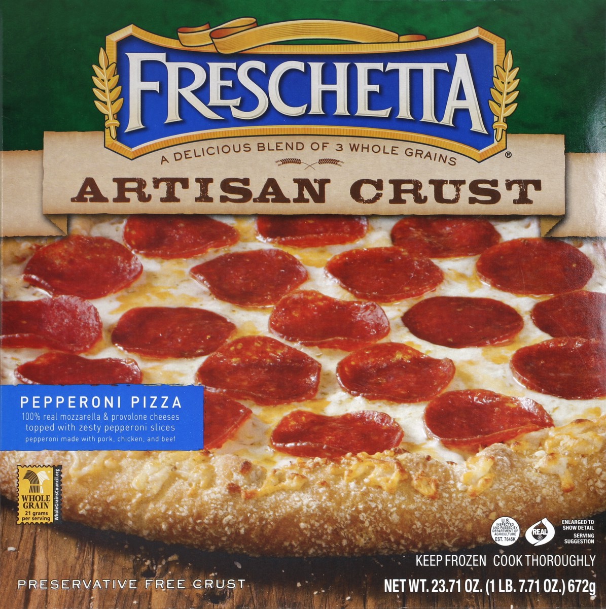 slide 3 of 4, Freschetta Artisan Crust Pepperoni Pizza, 23.71 oz