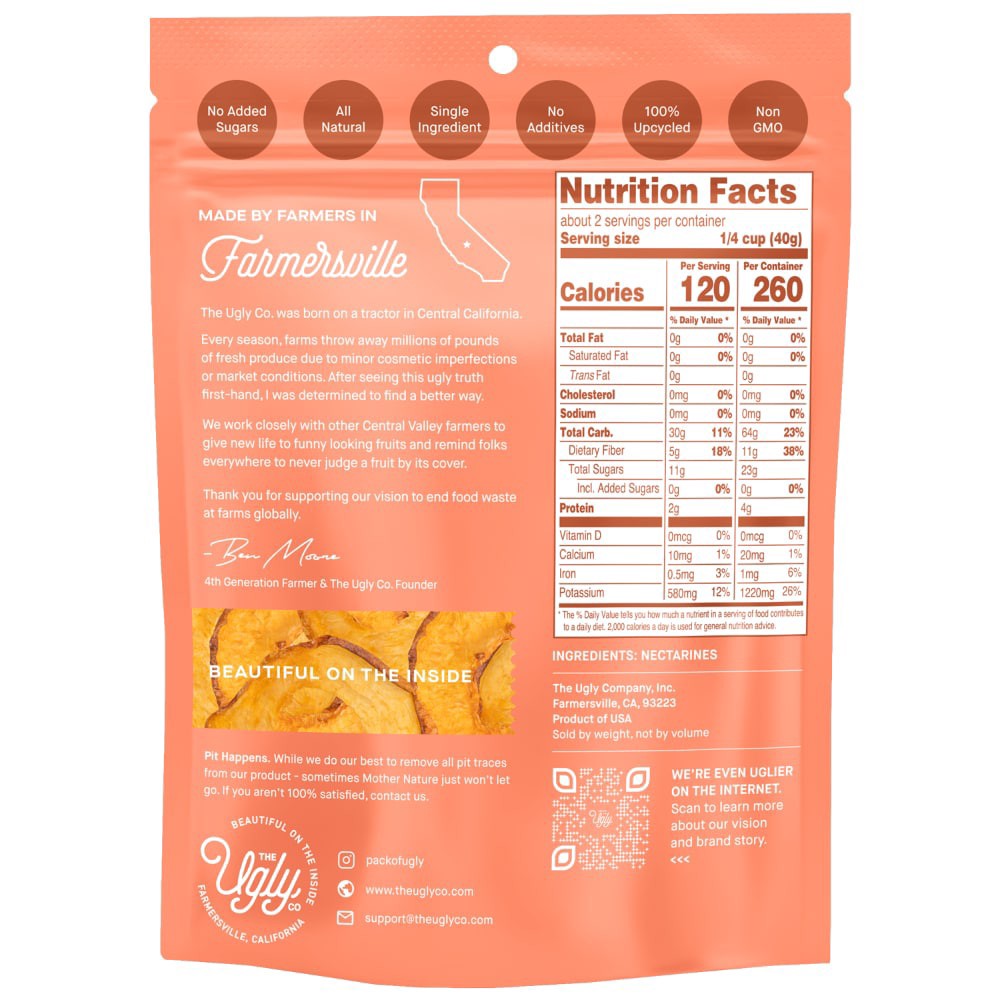 slide 3 of 5, Ugly Co Hello Im Ugly Nectarines Dried - 3 OZ, 3 oz