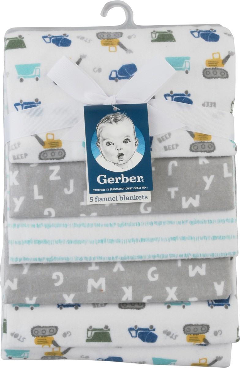 slide 7 of 9, Gerber Trucks Flannel Blankets - White, 5 ct