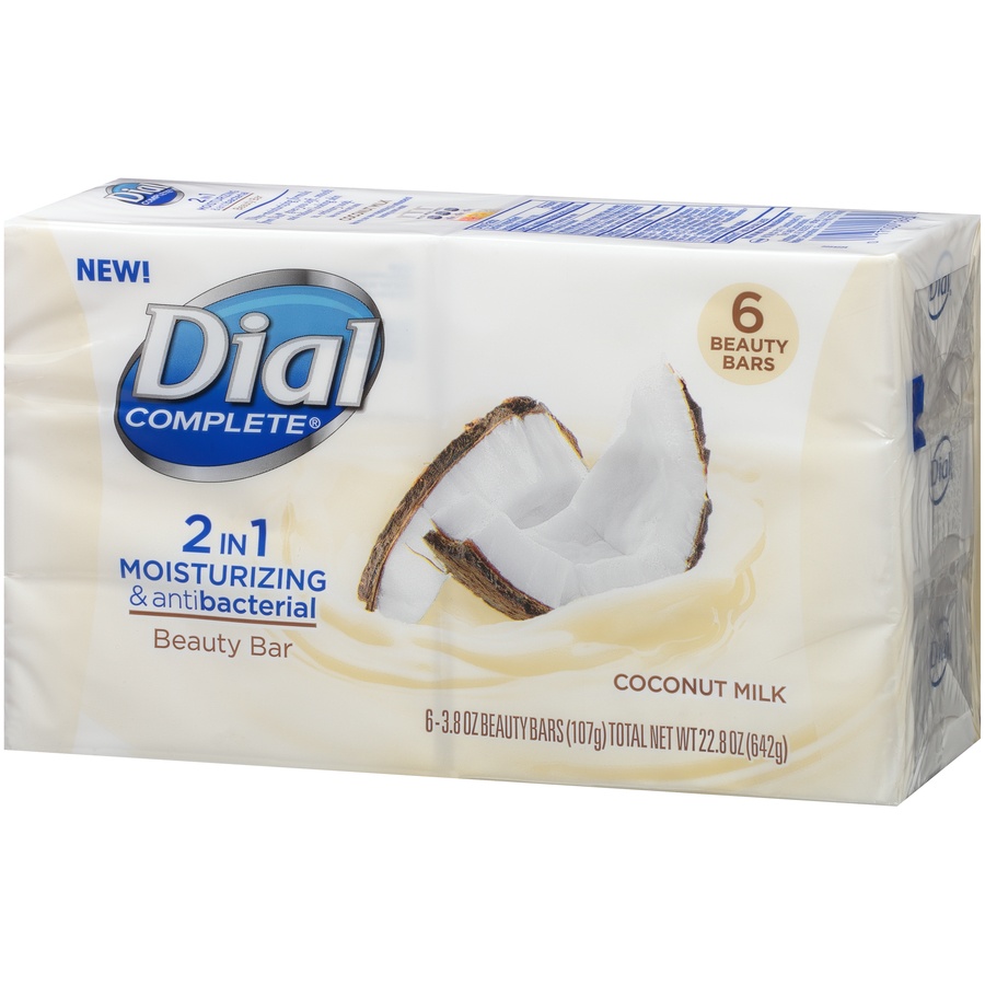 slide 3 of 6, Dial Complete 2 In 1 Moisturizing & Antibacterial Coconut Milk Beauty Bar, 6 ct