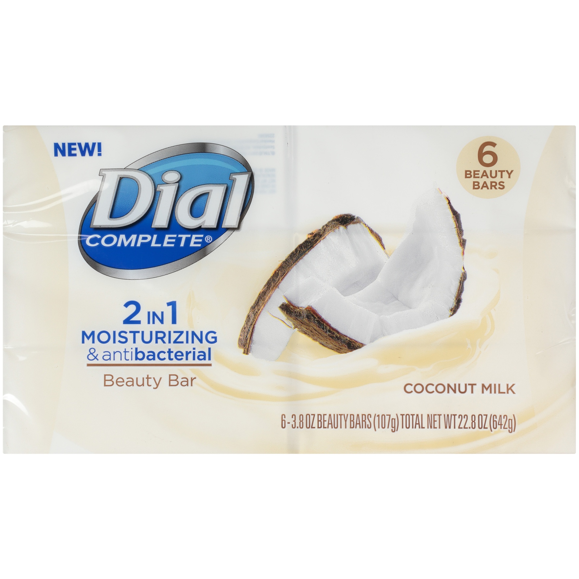 slide 6 of 6, Dial Complete 2 In 1 Moisturizing & Antibacterial Coconut Milk Beauty Bar, 6 ct