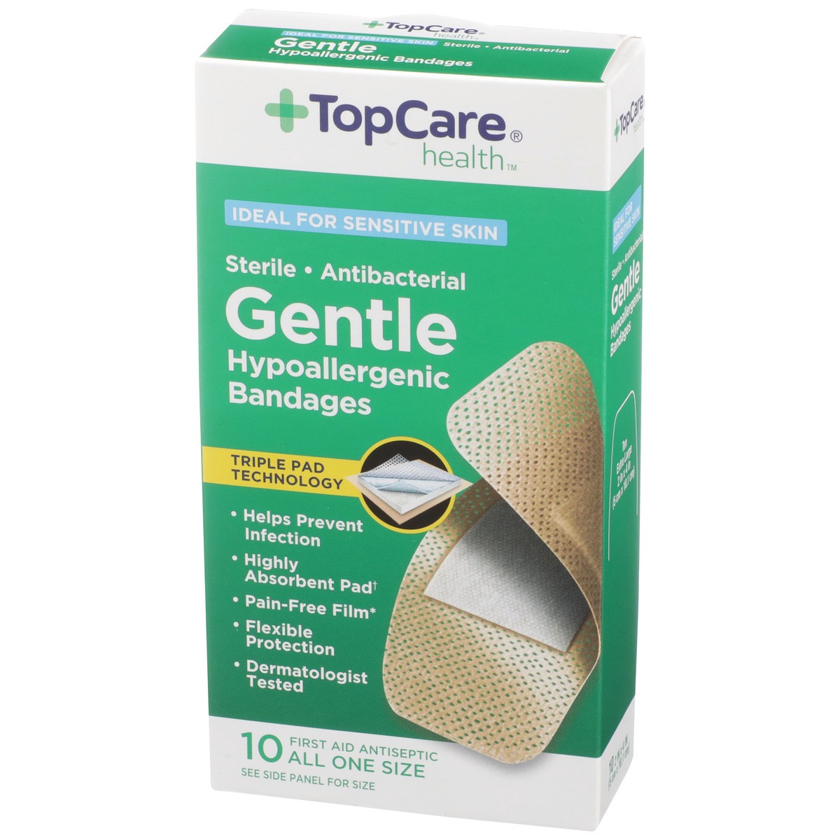 slide 3 of 8, TopCare Antibacterial Gentle Bandage, 10 ct