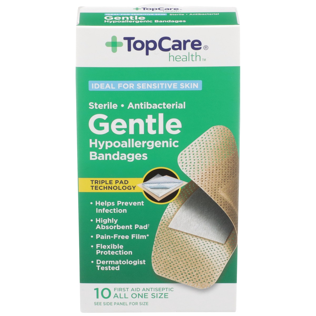 slide 1 of 8, TopCare Antibacterial Gentle Bandage, 10 ct