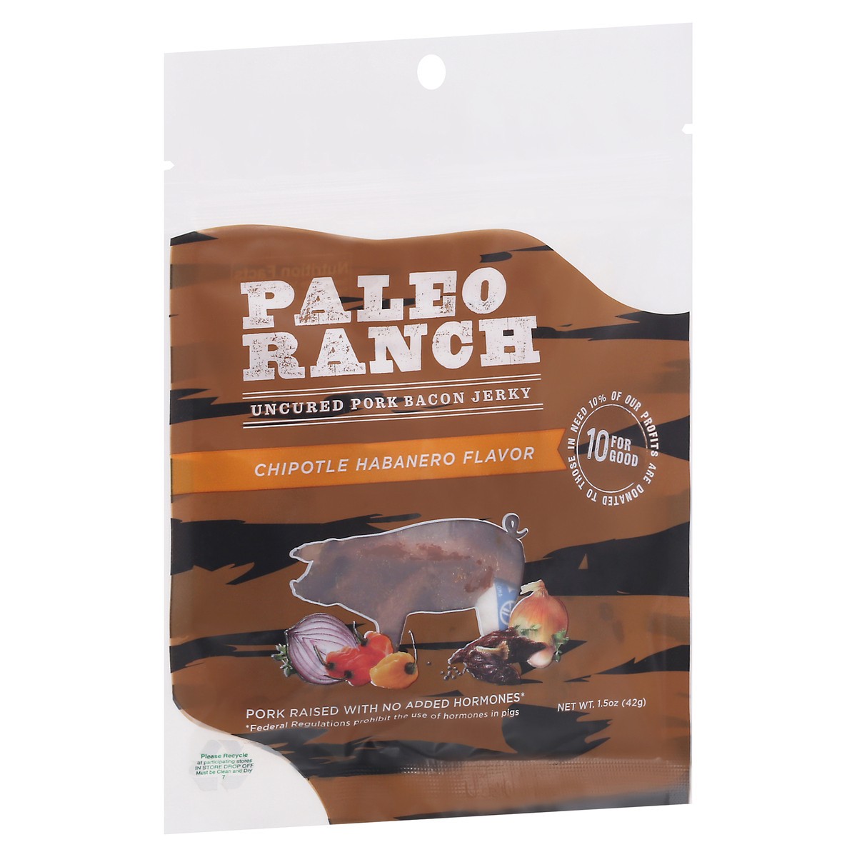 slide 2 of 9, Paleo Ranch Uncured Pork Chipotle Habanero Flavor Bacon Jerky 1.5 oz, 1.5 oz