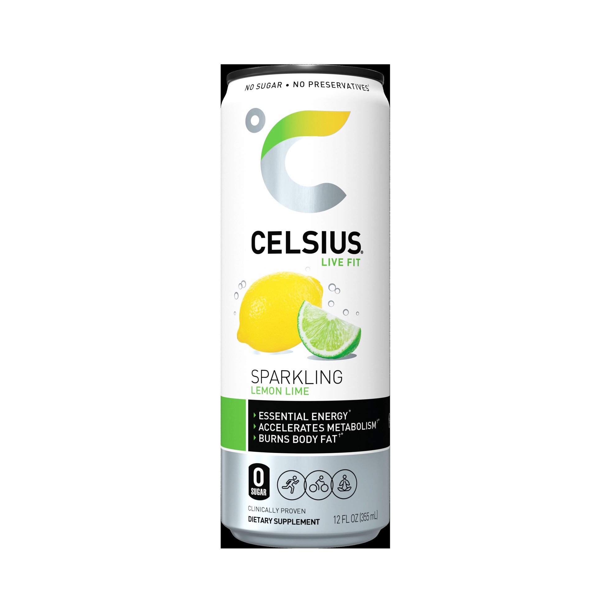 slide 1 of 6, CELSIUS Sparkling Lemon Lime, Functional Essential Energy Drink 12 Fl Oz Single Can, 12 fl oz