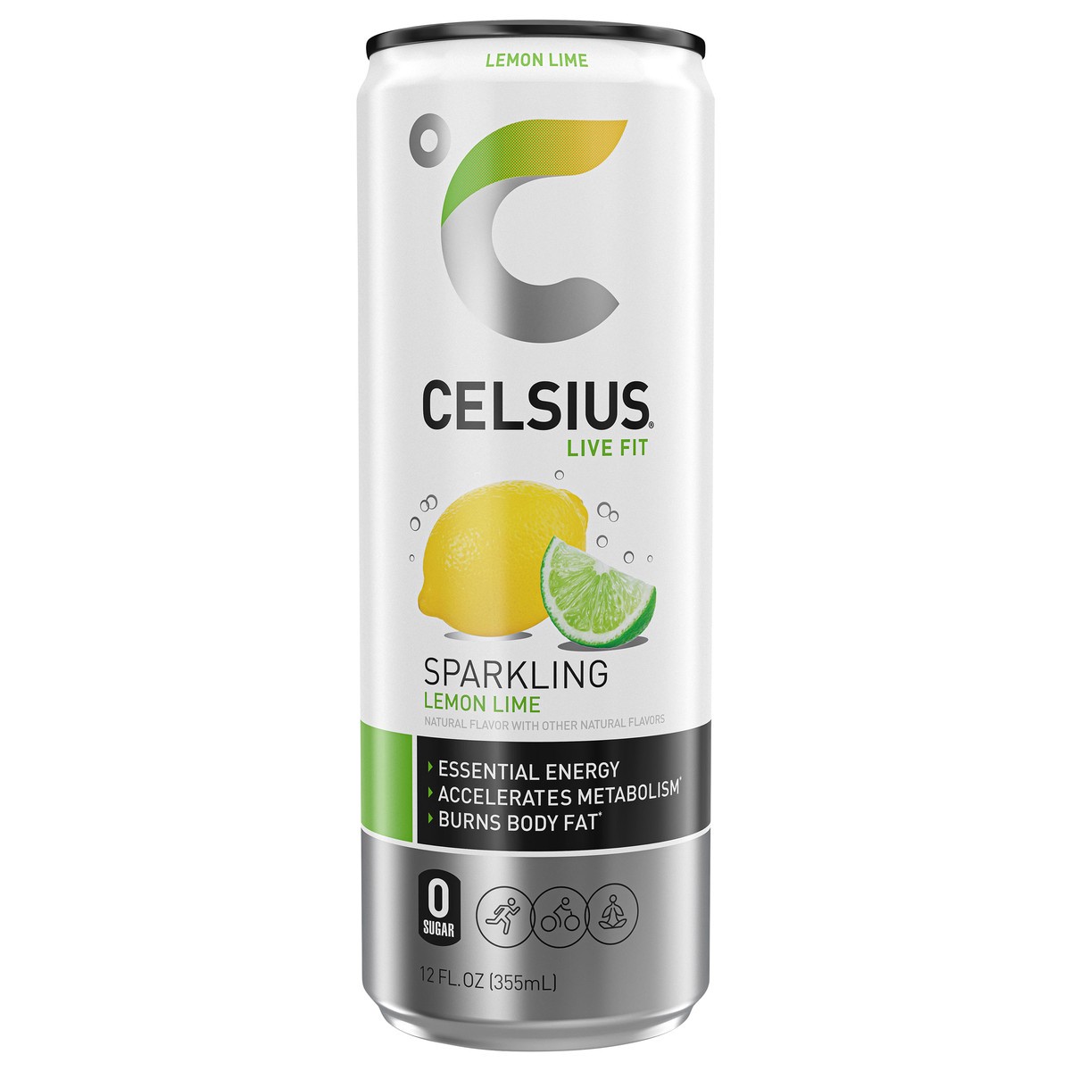 slide 4 of 6, CELSIUS Sparkling Lemon Lime, Functional Essential Energy Drink 12 Fl Oz Single Can, 12 fl oz