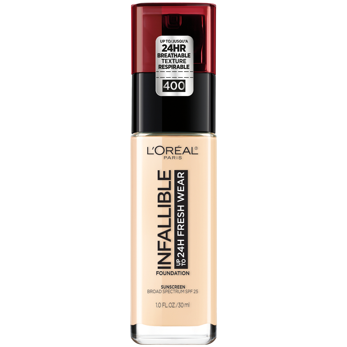 slide 1 of 3, L'Oréal Infallible 24HR Fresh Wear Foundation with SPF 25 - 400 Pearl - 1 fl oz, 1 fl oz