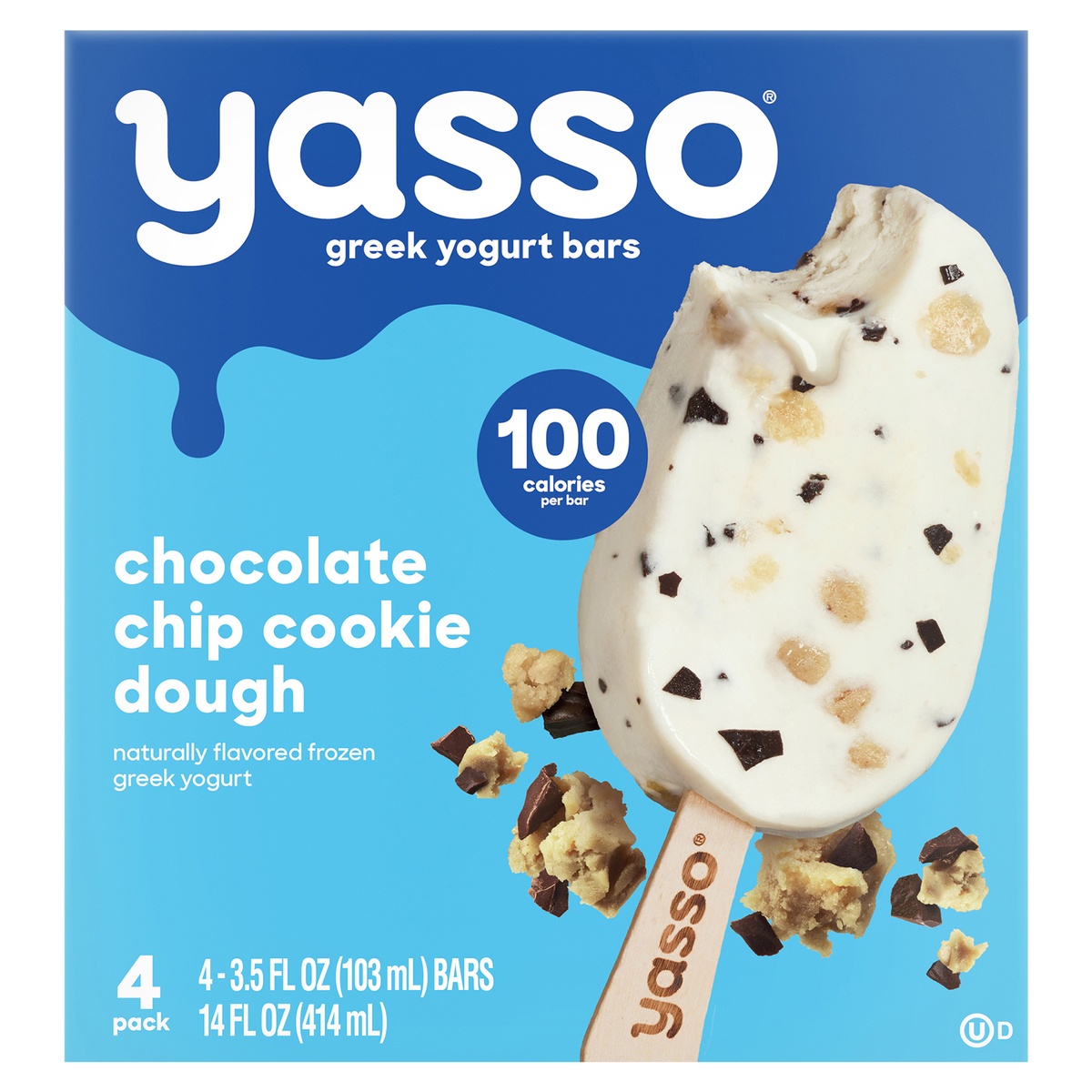 slide 1 of 7, Yasso Frozen Greek Yogurt - Chocolate Chip Cookie Dough Bars - 4ct, 4 ct; 3.5 fl oz