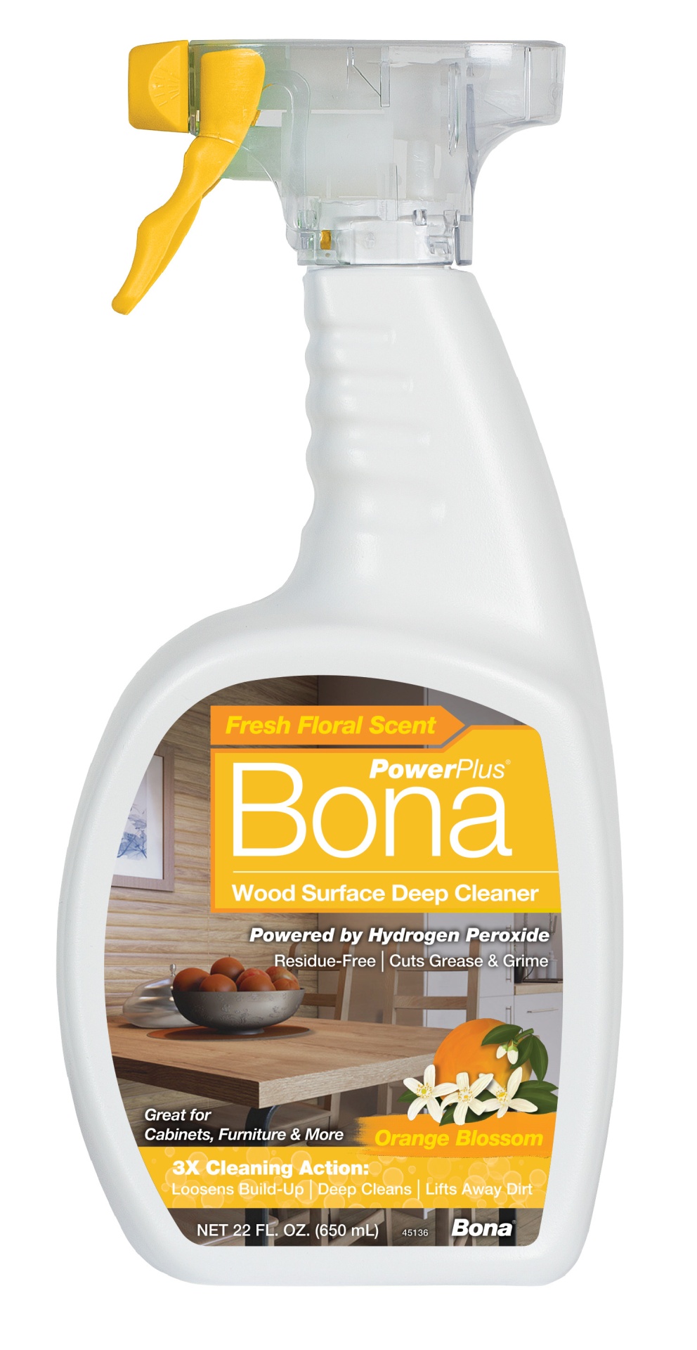 slide 4 of 4, Bona PowerPlus Wood Surface Deep Cleaner Orange Blossom Scent, 22 fl oz