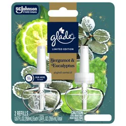 Glade PlugIns Refills Air Freshener, Bergamot & Eucalyptus, 1.34 oz, 2 count