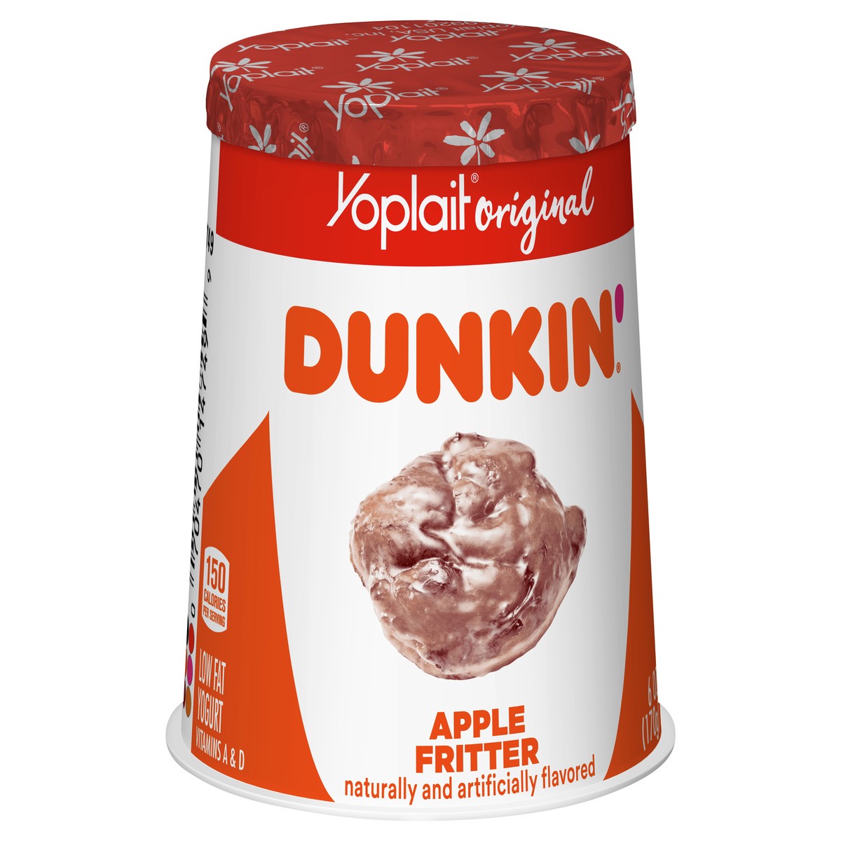 slide 2 of 9, Dunkin' Vitamins A & D Lowfat Apple fritter Yogurt 6.0 oz, 6 oz