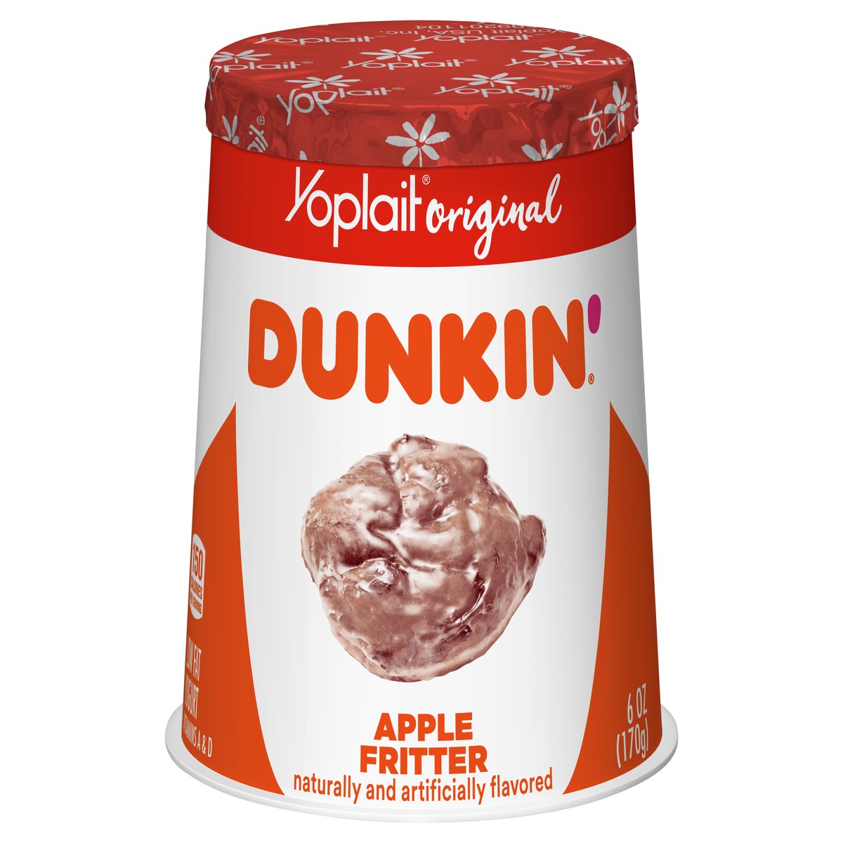 slide 1 of 9, Dunkin' Vitamins A & D Lowfat Apple fritter Yogurt 6.0 oz, 6 oz