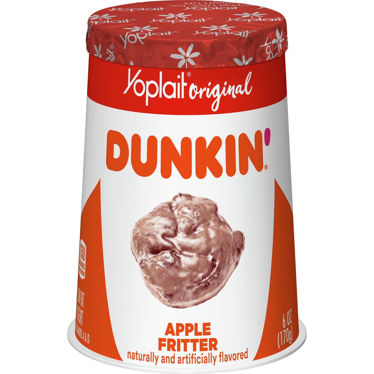 slide 1 of 9, Dunkin' Vitamins A & D Lowfat Apple fritter Yogurt 6.0 oz, 6 oz