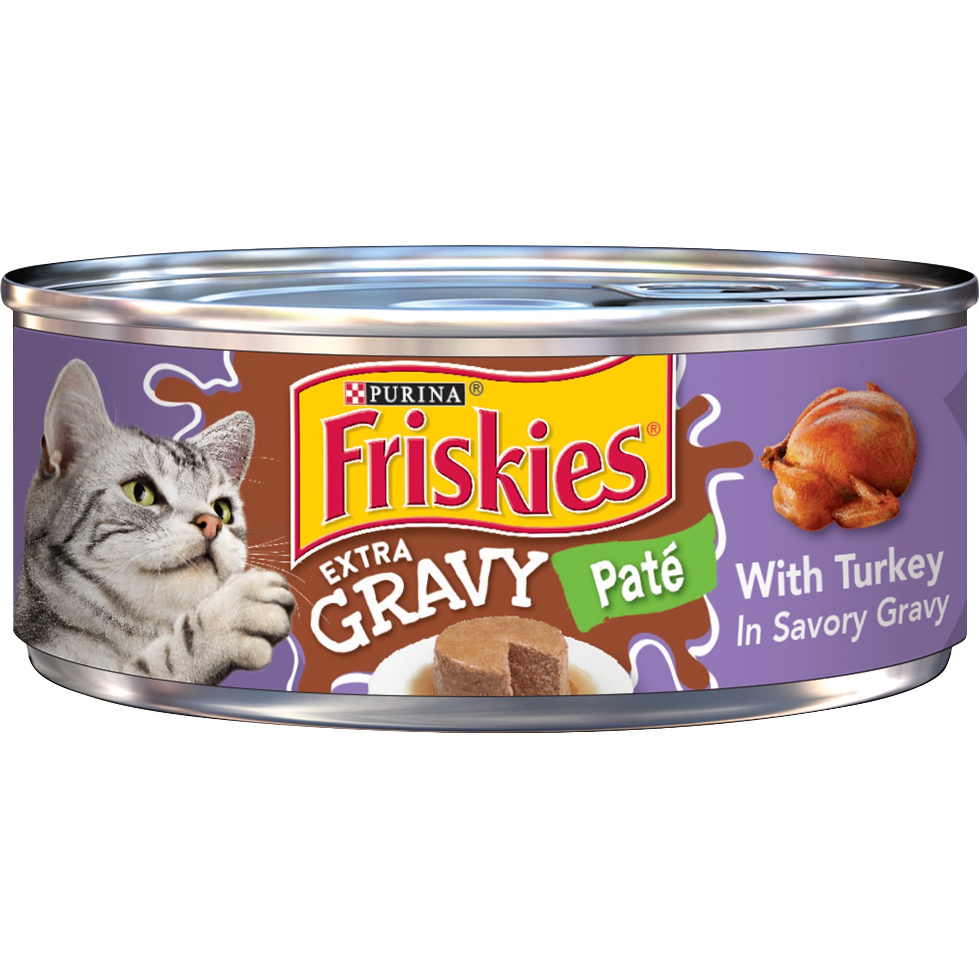 slide 1 of 7, Friskies Purina Friskies Gravy Pate Wet Cat Food, Extra Gravy Pate With Turkey in Savory Gravy, 5.5 oz