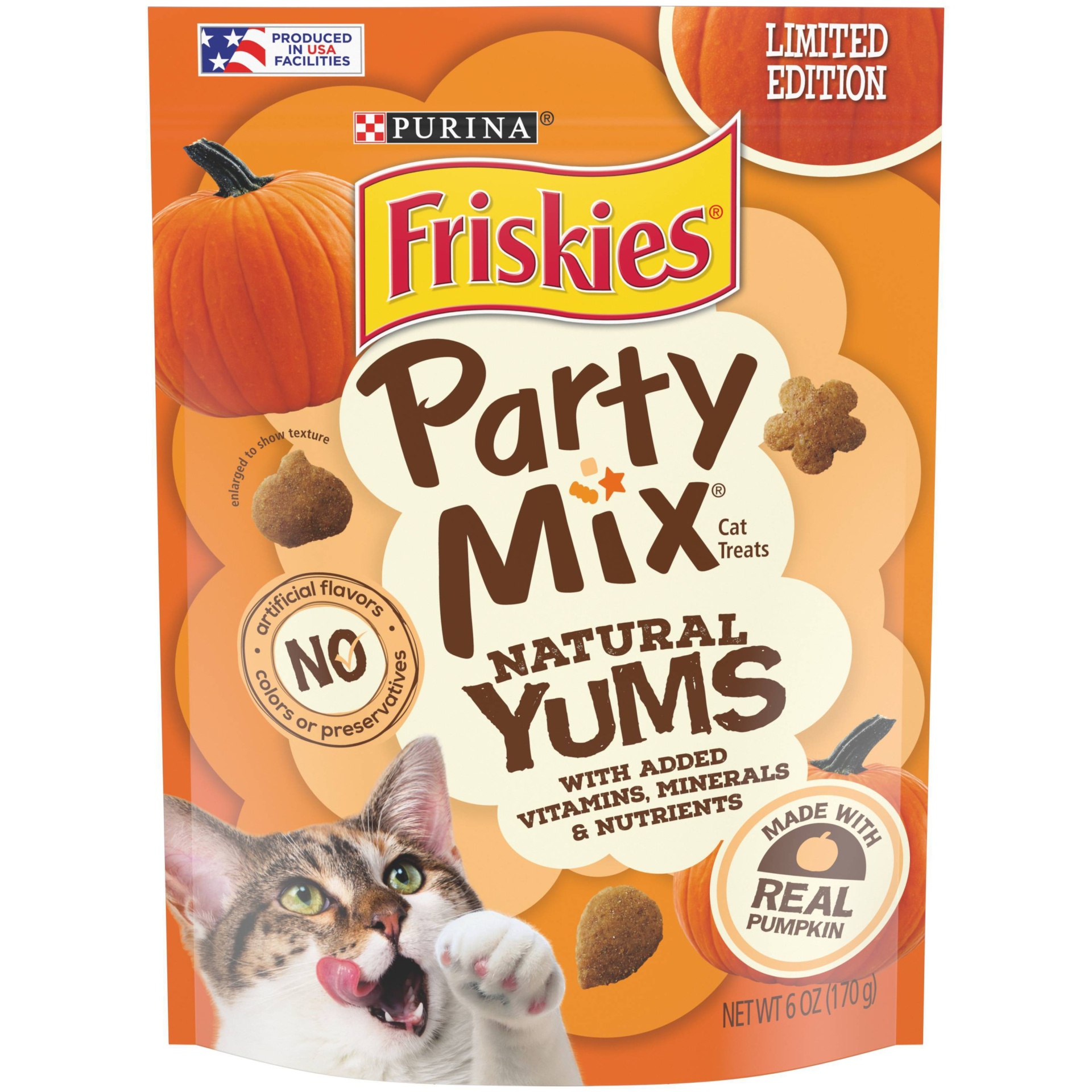 slide 1 of 1, Friskies Party Mix Natural Yums Cat Treats, 6 oz