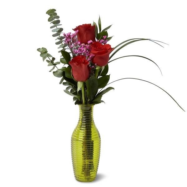 slide 1 of 1, Triple Rose Buds with Vase, 1 ct