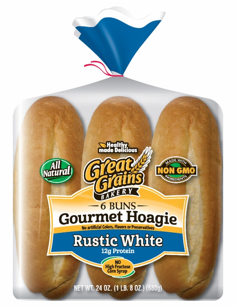 slide 1 of 1, Great Grains Rustic White Hoagie Buns, 26 oz