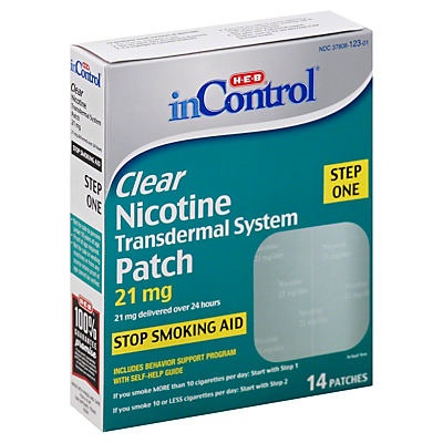 slide 1 of 1, H-E-B InControl Clear Nicotine Transdermal System Patch 21MG, 14 ct